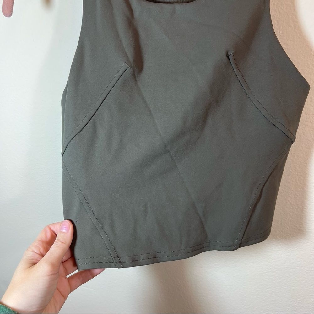 Lululemon Athletica Invigorate Training Tank Top with Bra‎ Olive Green 2 - Picture 5 of 10